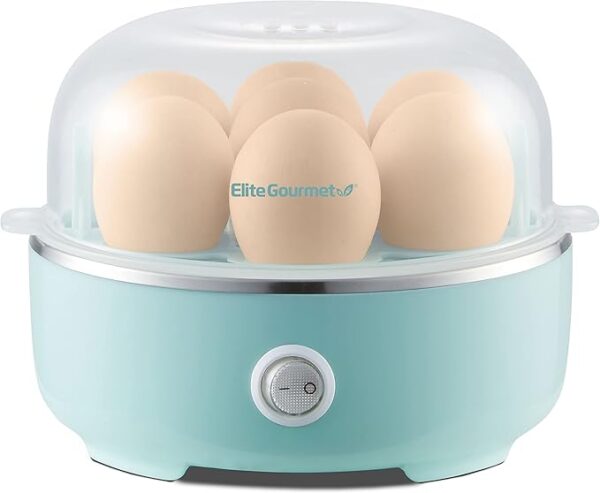 Elite Gourmet EGC115M Easy Egg Cooker Electric 7-Egg Capacity, Soft, Medium, Hard-Boiled Egg Cooker with Auto Shut-Off, Measuring Cup Included, BPA Free, Retro Mint Visit the Elite Gourmet Store