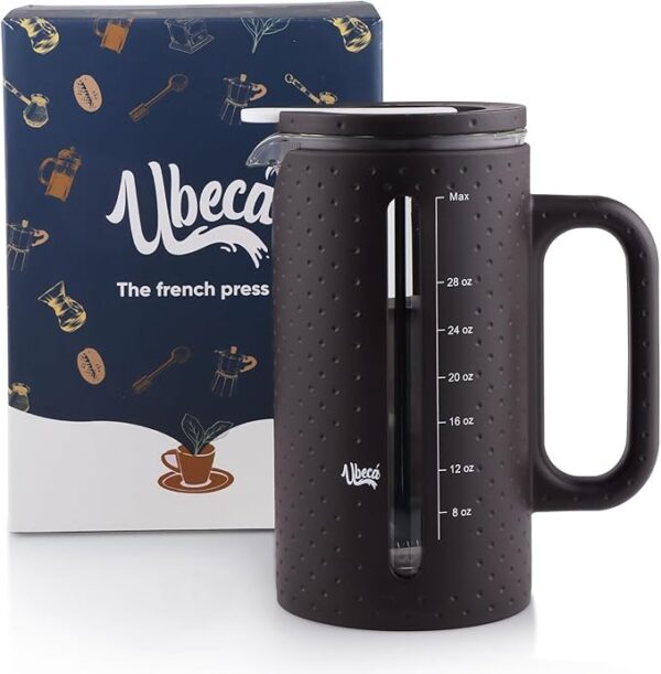 The 34oz Large French Press Coffee Maker – Elegant Borosilicate Glass Carafe, Heat-Resistant & Minimalist Handle, Premium Design for Coffee, Tea & Hot Drinks – BPA-Free 1000ml Coffee Brewer
