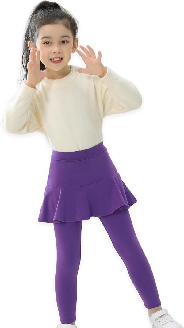 Trendy Girls' Leggings with Skirt - 2 Pack of Cotton  RuffleSkirt Pants for Kids for 3-8 Years - Image 2