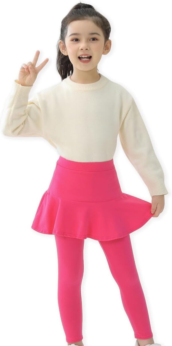 Trendy Girls' Leggings with Skirt - 2 Pack of Cotton  RuffleSkirt Pants for Kids for 3-8 Years - Image 3