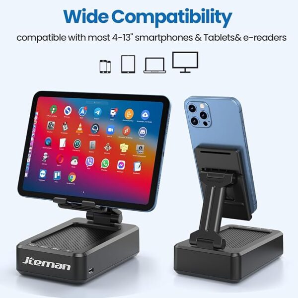 Cell Phone Stand with Wireless Bluetooth Speaker and Anti-Slip Base HD Surround Sound Perfect for Home and Outdoors with Bluetooth Speaker for Desk Compatible with iPhone/ipad/Samsung Galaxy - Image 4