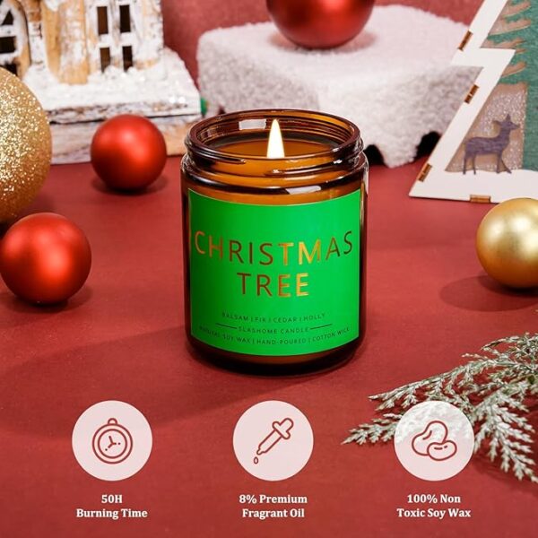Christmas Candle Set | 4 Pack Scented Candles for Home | Holiday Gifts for Women & Men | Soy Candles with Scents of Christmas Tree, Cookies, Spices & Apple Cider - Image 5