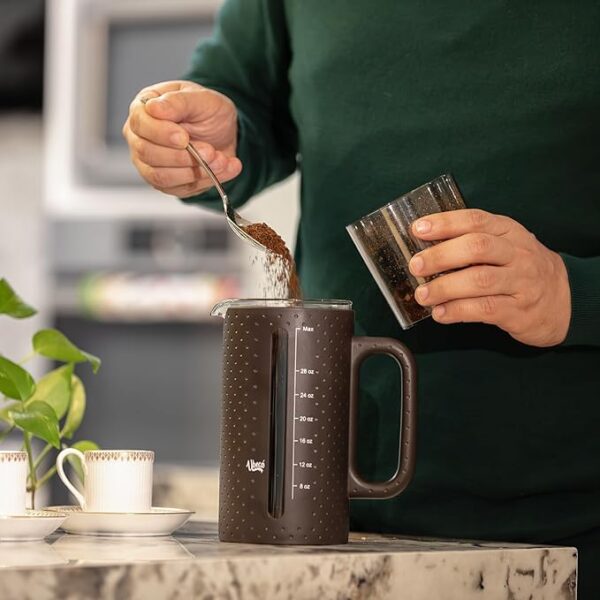 The 34oz Large French Press Coffee Maker – Elegant Borosilicate Glass Carafe, Heat-Resistant & Minimalist Handle, Premium Design for Coffee, Tea & Hot Drinks – BPA-Free 1000ml Coffee Brewer - Image 5