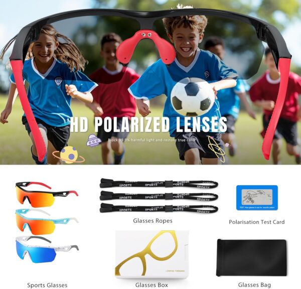 Kids Sunglasses Youth Baseball Sun Glasses Polarized Sports TR90 Lightweight UV400 Cycling Shades Frame Boys Girls - Image 5