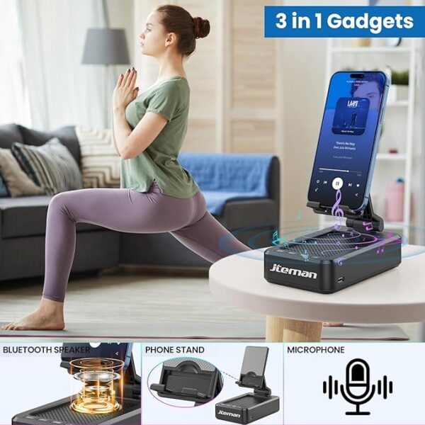 Cell Phone Stand with Wireless Bluetooth Speaker and Anti-Slip Base HD Surround Sound Perfect for Home and Outdoors with Bluetooth Speaker for Desk Compatible with iPhone/ipad/Samsung Galaxy - Image 7