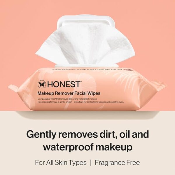 Honest Beauty Fragrance Free Cleansing Makeup Remover Facial Wipes | Plant Based, Hypoallergenic, Gentle for Sensitive Skin | 90 Count - Image 7