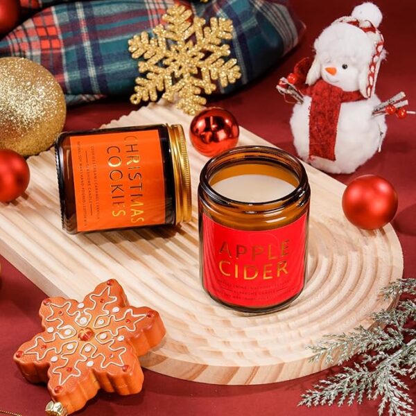 Christmas Candle Set | 4 Pack Scented Candles for Home | Holiday Gifts for Women & Men | Soy Candles with Scents of Christmas Tree, Cookies, Spices & Apple Cider - Image 4
