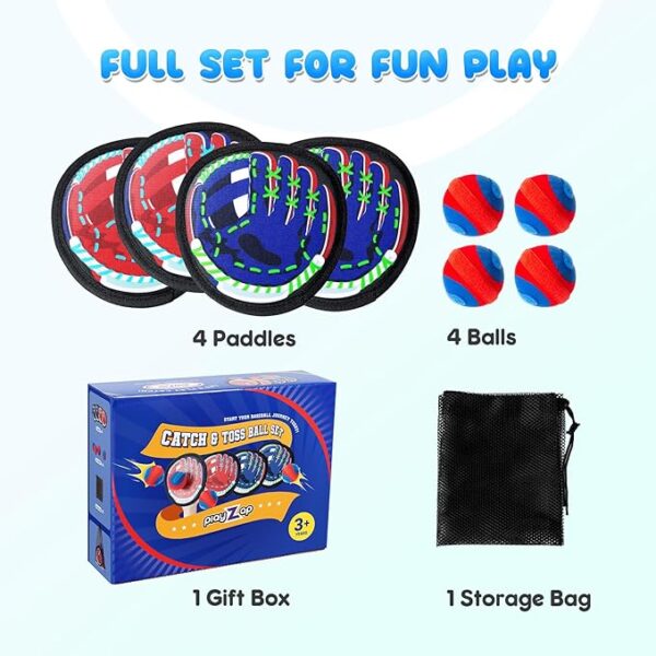 Safe Toss and Catch Ball Set – 0.8oz Soft Ball & Flexible Paddles – Indoor Outdoor Game for Toddlers & Kids – Fun Baseball Toy for Yard Beach Pool for Boys & Girls Ages 2–12 - Image 4