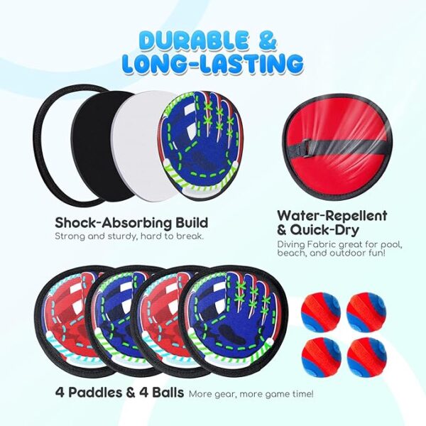 Safe Toss and Catch Ball Set – 0.8oz Soft Ball & Flexible Paddles – Indoor Outdoor Game for Toddlers & Kids – Fun Baseball Toy for Yard Beach Pool for Boys & Girls Ages 2–12 - Image 5