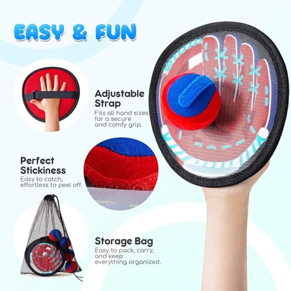 Safe Toss and Catch Ball Set – 0.8oz Soft Ball & Flexible Paddles – Indoor Outdoor Game for Toddlers & Kids – Fun Baseball Toy for Yard Beach Pool for Boys & Girls Ages 2–12 - Image 6