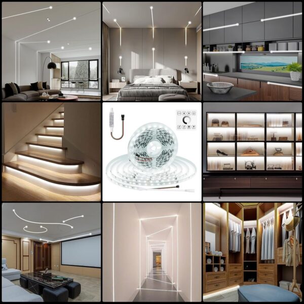 HOUHUI White LED Strip Lights 65.6Ft, 6500K White Running Water Flowing LED Light Strip with Touch Panel Wireless Control,28 Modes,Dimmable LED Tape Lights for Bedroom Living Room Home Party DIY Decor - Image 3