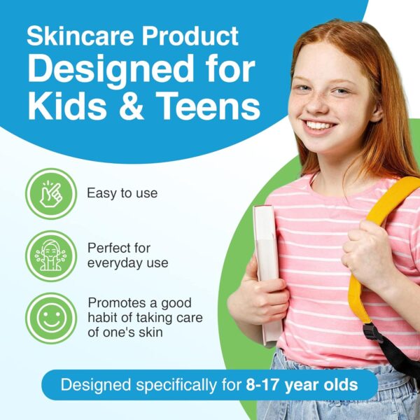 Kidskin T-Blast Facial Cleanser, Gentle Face Wash with Tea Tree Oil, Spot Skin Care for Kids and Teens, Non-Drying Natural Cleanser for Oily or Dry, Acne-Prone Skin, 150 ml 5.0 fl oz. - Image 2