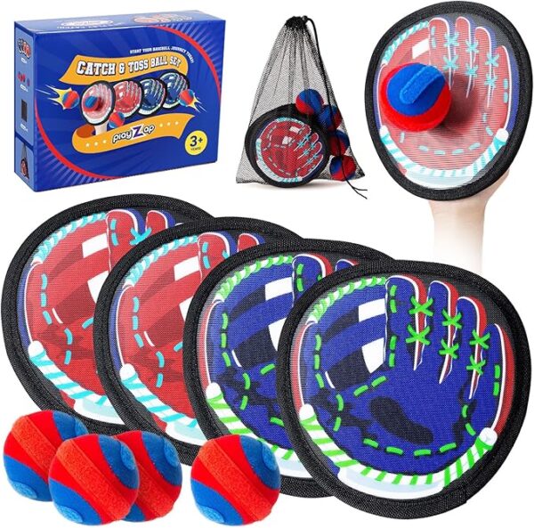 Safe Toss and Catch Ball Set – 0.8oz Soft Ball & Flexible Paddles – Indoor Outdoor Game for Toddlers & Kids – Fun Baseball Toy for Yard Beach Pool for Boys & Girls Ages 2–12