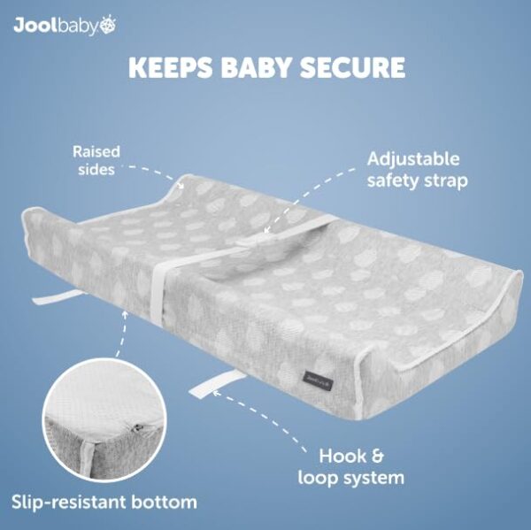 Jool Baby Soft Changing Pad + Washable Cover, Non-Slip - Fits Standard Changing Tables & Dressers (Gray) - Image 2