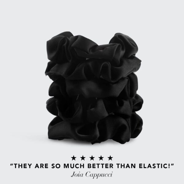 Kitsch Satin Scrunchies for Women - No Crease Hair Ties for Girls | Scrunchies For All Hair Types and Textures, Perfect for Day or Night - 5 Pcs, Black - Image 2