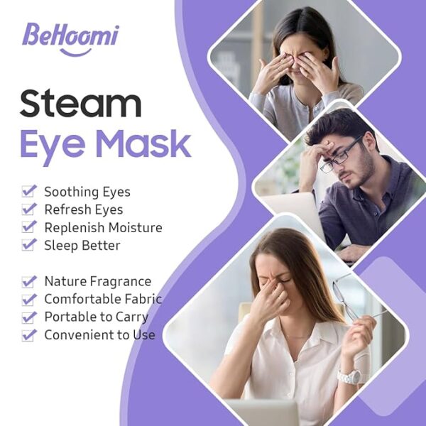 20 Packs Steam Eye Mask, Heated Eye Mask Warm Compress for Eyes, Disposable Self Heating Steam Mask for Home, Sleep, Spa, Travel Essentials & Relaxation Gifts for Women (Lavender) - Image 5