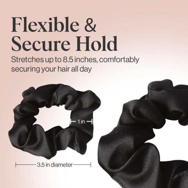 Kitsch Satin Scrunchies for Women - No Crease Hair Ties for Girls | Scrunchies For All Hair Types and Textures, Perfect for Day or Night - 5 Pcs, Black - Image 3