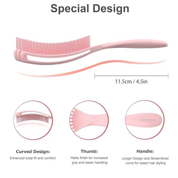Detangler Brush for Curly Hair, Hairbrush Set for Wet Dry Curl Straight Thick Thin, Pain-Free Hair Brushing, Small Size for Travelling, Curly Brush for Women Men Kid (Pink and Blue) - Image 7