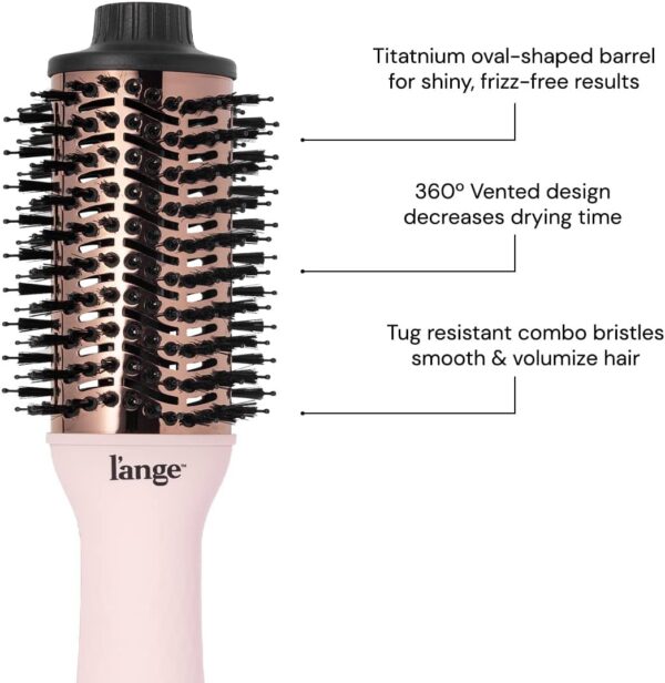 L'ANGE HAIR Le Volume 2-in-1 Titanium Blow Dryer Brush | Hot Air Brush in One with Oval Barrel | Hair Styler for Smooth, Frizz-Free Results for All Hair Types (Blush - 60mm) - Image 7