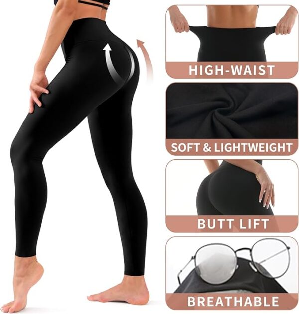Hmuuo 3 Pack Leggings for Women High Waisted Tummy Control No See-Through Yoga Pants Workout Running Leggings - Image 3