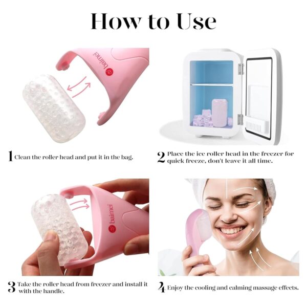 BAIMEI IcyMe Ice Roller for Face and Gua Sha Facial Tool Set, Ice Face Roller Reduces Puffiness Relieves Migraines Skin Care Tools, Self Care Gift for Women - Pink - Image 3