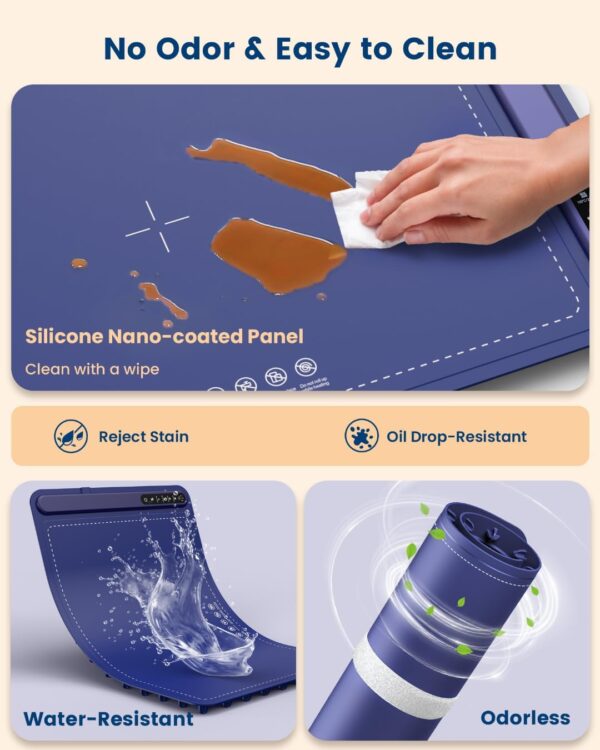 Food Warming Mat - Fast Heating Silicone Electric Warming Tray with 4 Level Temperature, Raised Feet Protects Table, Roll Up Buffet Hot Plates Heat Pad, Portable Food Warmer for Parties Home Travel - Image 4