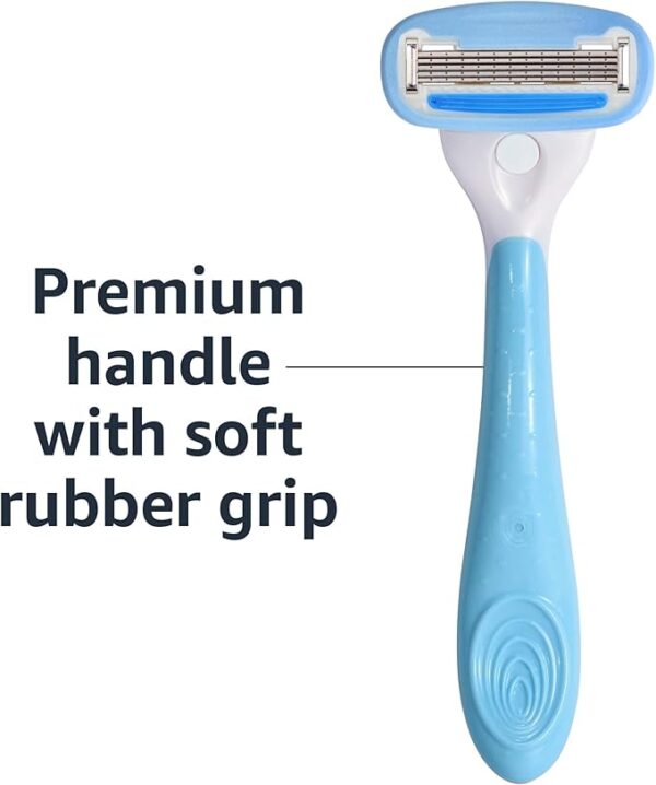 Amazon Basics 5-Blade Razor for Women, Handle, 12 Cartridges & Shower Hanger (Cartridges fit Amazon Basics Razor Handles only) 14 Piece Set, Blue - Image 3