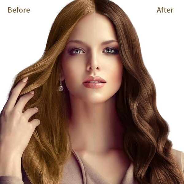 Dark Brown Hair Dye Shampoo for Gray Hair, Semi-Permanent Hair Color Shampoo for Women and Men, Herbal Ingredients, 3 in 1-100% Grey Coverage, 17.6 Fl Oz (Pack of 1) - Image 2