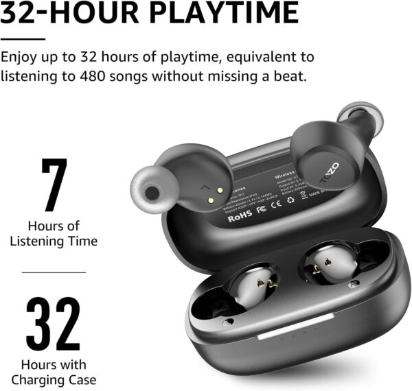 TOZO A1 Wireless Earbuds Bluetooth 5.3 Light Weight in Ear IPX5 Waterproof Headphones 2 Mic for AI Calls, Immersive Premium Sound Bass Headset with Charging Case, 32 Presets EQ Customization via App - Image 3