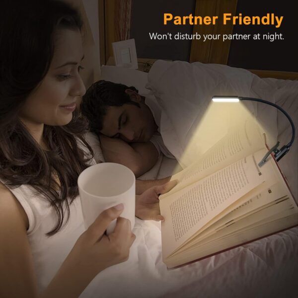 Gritin 9 LED Rechargeable Book Light for Reading in Bed - Eye Caring 3 Color Temperatures,Stepless Dimming Brightness,80 Hrs Runtime Small Lightweight Clip On Book Reading Light for Studying - Image 4