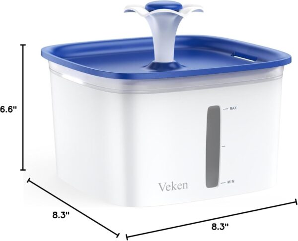 Veken 95oz/2.8L Pet Fountain, Gifts for Mom, Automatic Cat Water Fountain Dog Water Dispenser with Replacement Filters for Cats, Dogs, Multiple Pets (Blue, Plastic) - Image 2