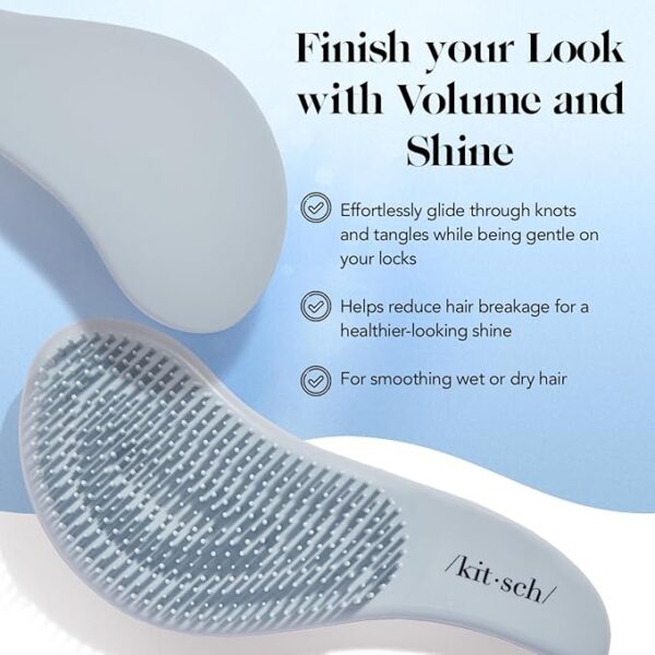Kitsch Detangler Hair Brush for Curly or Straight, Wet and Dry Hair, Detangling Brush with Flexible Hairbrush Bristles, Hair brushes for Women & Men, Adults & Kids, for Shower & Travel - Haze Blue - Image 7