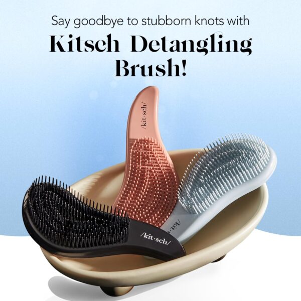 Kitsch Detangler Hair Brush for Curly or Straight, Wet and Dry Hair, Detangling Brush with Flexible Hairbrush Bristles, Hair brushes for Women & Men, Adults & Kids, for Shower & Travel - Haze Blue - Image 3