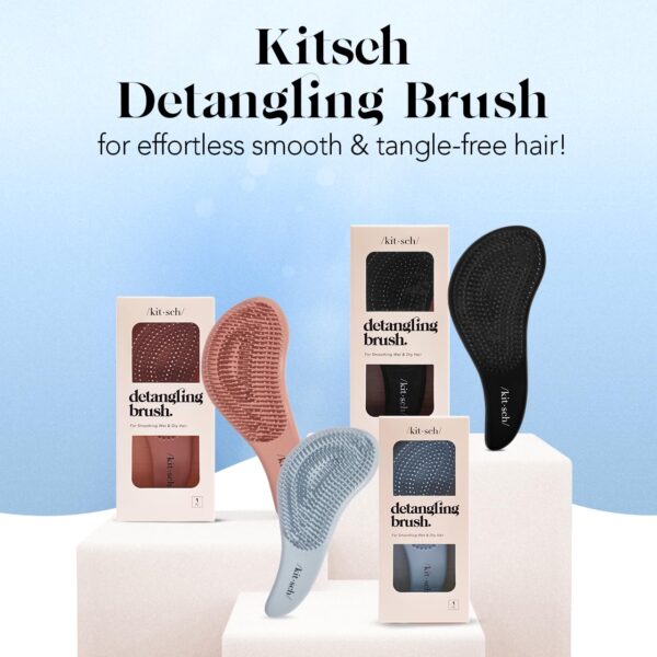 Kitsch Detangler Hair Brush for Curly or Straight, Wet and Dry Hair, Detangling Brush with Flexible Hairbrush Bristles, Hair brushes for Women & Men, Adults & Kids, for Shower & Travel - Haze Blue - Image 2