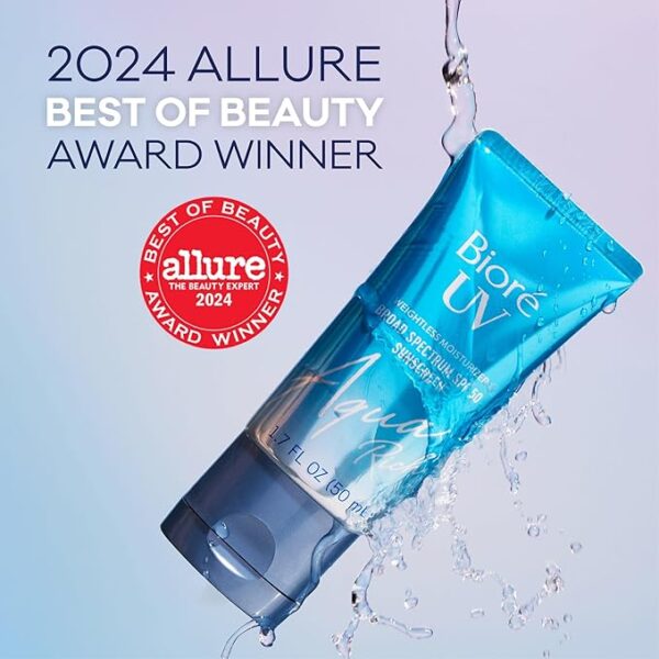 Bioré UV Aqua Rich Daily Hydrating Facial Moisturizer with SPF 50 | Oil Free Sunscreen & Primer for Makeup with Hyaluronic Acid, No White Cast, Non-Comedogenic, For Sensitive Skin, PA++++, 1.7 Oz - Image 7