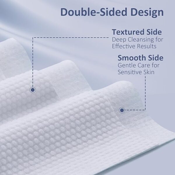 Ourmed Life Face Towels, Disposable Biodegradable Clean Facial Towels for Sensitive Skin, Lint- free Face Cloths for Makeup Remover, Skincare and Women Cleaning, Dry Wipes,100 Count Dot Texture - Image 4