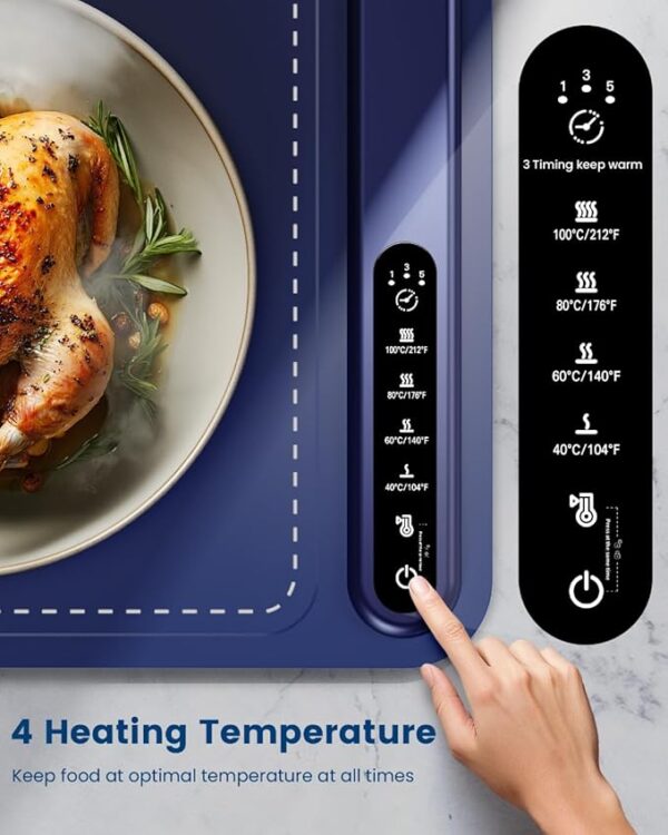Food Warming Mat - Fast Heating Silicone Electric Warming Tray with 4 Level Temperature, Raised Feet Protects Table, Roll Up Buffet Hot Plates Heat Pad, Portable Food Warmer for Parties Home Travel - Image 7