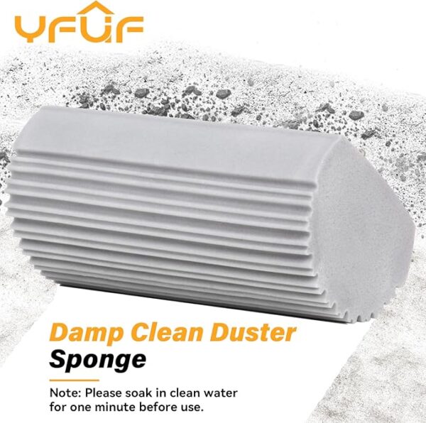 2-Pack Damp Clean Duster Sponge, Magic Sponge Eraser Baseboard Cleaner Tool, Dusters for Cleaning Blinds, Glass, Vents, Railings, Mirrors,Window Track Grooves and Faucets - Image 6