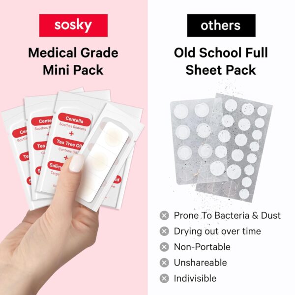 Sosky Pimple Patches for Face, FSA HSA Eligible Invisible Hydrocolloid Acne Patches, Zit Sticker for Face and Skin, Pimple Sticker for Covering Zits, Blemishes with Salicylic Acid 48 Count - Image 2