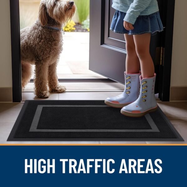 OLANLY Front Door Mat Indoor Outdoor Entrance, Waterproof All-Season, All-Weather Doormat, Sturdy Natural Rubber, Fade Resistant, Low Profile, Easy Clean Patio Porch Entryway Mat, 29.5x17, Black - Image 2