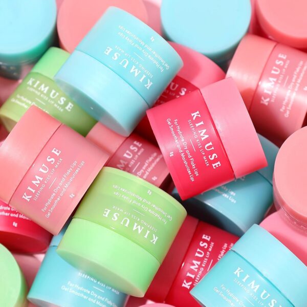 KIMUSE Lip Mask Set, 4PCS Lip Sleeping Mask Overnight Treatment Lip Care Products, Moisturize & Nourish, Cracked Dry Lips, Intense Hydration with Shea Butter (SET) - Image 2