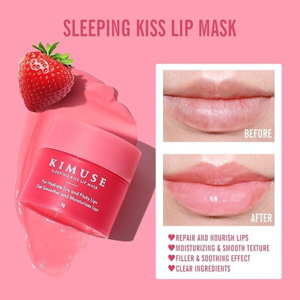 KIMUSE Lip Mask Set, 4PCS Lip Sleeping Mask Overnight Treatment Lip Care Products, Moisturize & Nourish, Cracked Dry Lips, Intense Hydration with Shea Butter (SET) - Image 7