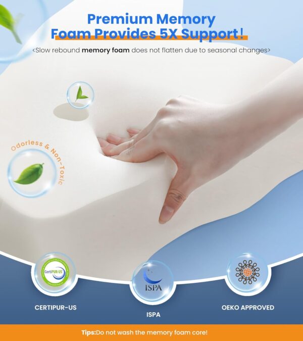 Ultra Pain Relief Cooling Pillow for Neck Support, Adjustable Cervical Pillow Cozy Sleeping, Odorless Ergonomic Contour Memory Foam Pillows, Orthopedic Bed Pillow for Side Back Stomach Sleeper - Image 2