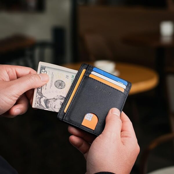 Buffway Slim Minimalist Front Pocket RFID Blocking Leather Wallets for Men and Women - Image 2