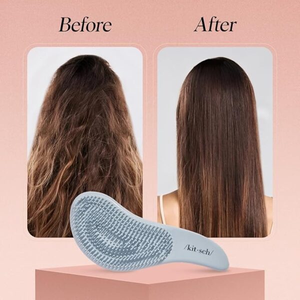 Kitsch Detangler Hair Brush for Curly or Straight, Wet and Dry Hair, Detangling Brush with Flexible Hairbrush Bristles, Hair brushes for Women & Men, Adults & Kids, for Shower & Travel - Haze Blue - Image 5