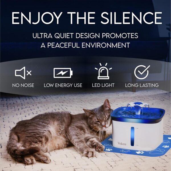 Veken 95oz/2.8L Pet Fountain, Gifts for Mom, Automatic Cat Water Fountain Dog Water Dispenser with Replacement Filters for Cats, Dogs, Multiple Pets (Blue, Plastic) - Image 5