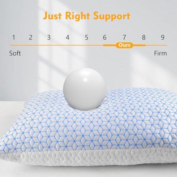 Shredded Memory Foam Pillows King Size Set of 2, Cooling Pillow Firm and Soft Adjustable for Side Back Stomach Sleepers - Image 4