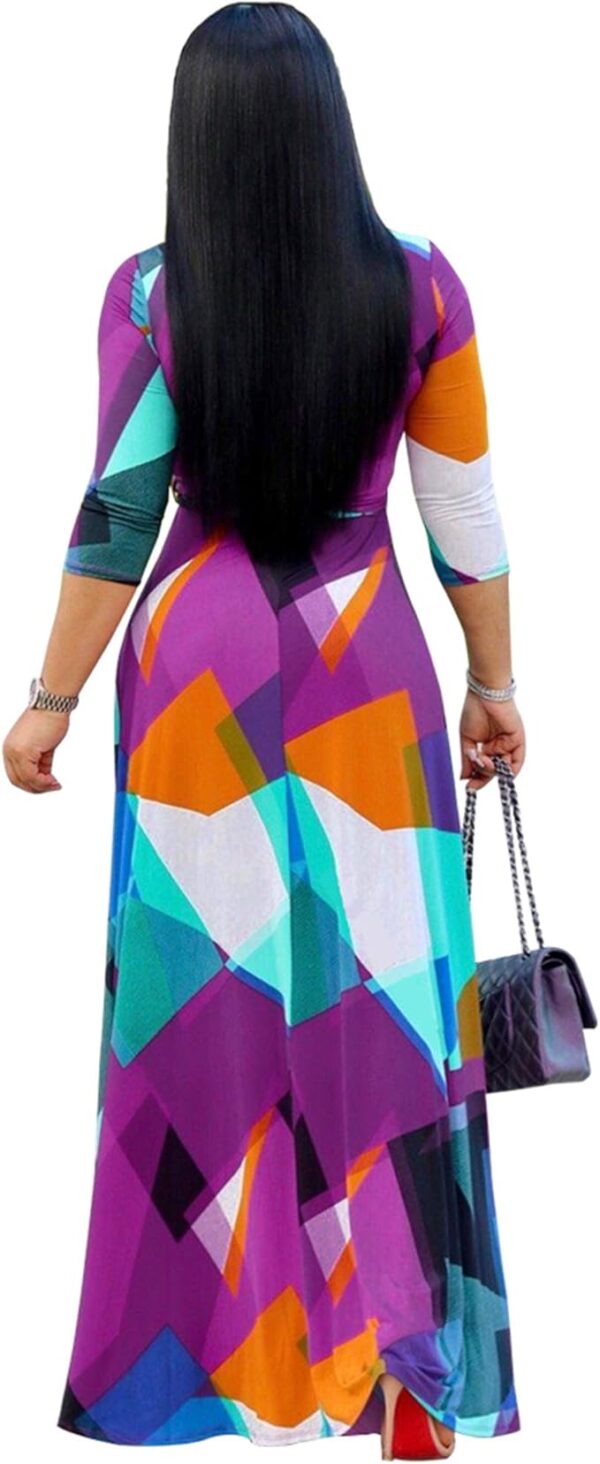FANDEE Plus Size Maxi Dress for Women Casual Summer Sundress V-Neck 3/4 Sleeve - Image 4