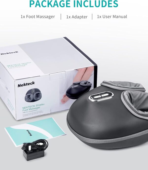 Nekteck Shiatsu Foot Massager Machine with Soothing Heat, Deep Kneading Therapy, Air Compression, Improve Blood Circulation and Foot Wellness,Relax for Home or Office Use(Gray) - Image 2