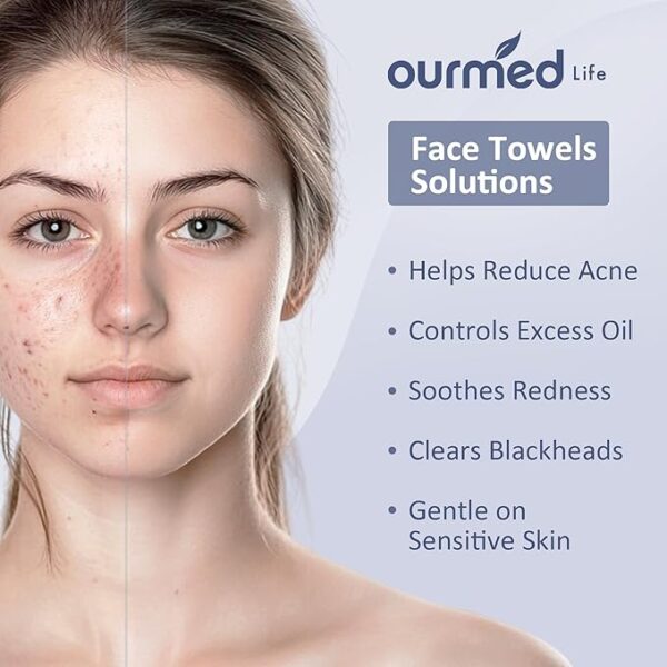 Ourmed Life Face Towels, Disposable Biodegradable Clean Facial Towels for Sensitive Skin, Lint- free Face Cloths for Makeup Remover, Skincare and Women Cleaning, Dry Wipes,100 Count Dot Texture - Image 7